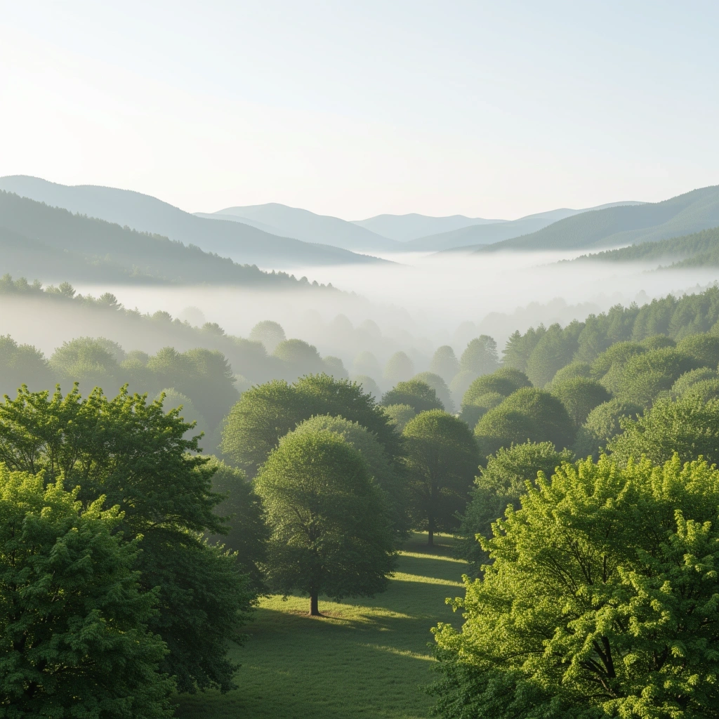 Serene morning park environment in Serbia
